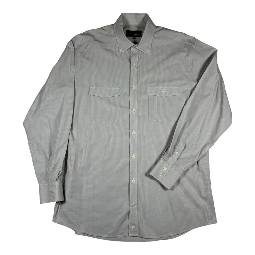 Lucchese Classics Men's XL Gray Micro Check Long Sleeve Button Shirt 100% Cotton